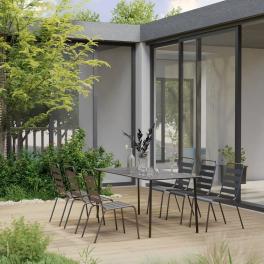 Dining set dark gray steel with e-coated and powder-coated finish