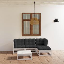 Garden lounge set white, anthracite