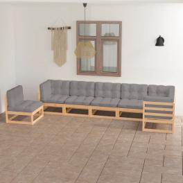 Garden lounge set natural wood solid pine wood large modular