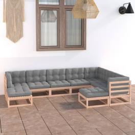 Garden lounge set natural wood solid pine wood large modular