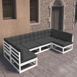 Garden lounge set white, anthracite