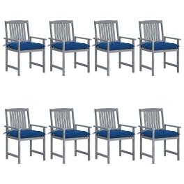 Patio chair set of 8 gray solid acacia wood standard durable