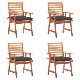 Outdoor chair set of 4 anthracite cushion, natural wood