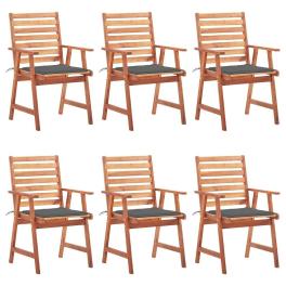 Outdoor chair set of 6 anthracite solid acacia wood standard