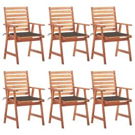 Patio dining chairs 6 pcs with cushions solid acacia wood