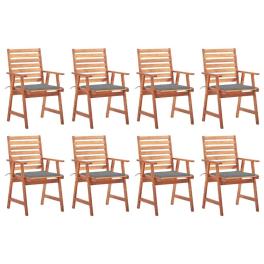 Outdoor chair set of 8 natural solid acacia wood standard