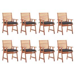 Outdoor chair set of 8 anthracite solid acacia wood standard