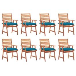 Patio chair set of 8 natural wood solid acacia wood standard