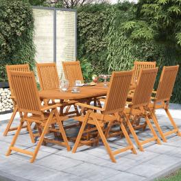 Garden dining set natural wood tone solid acacia wood large