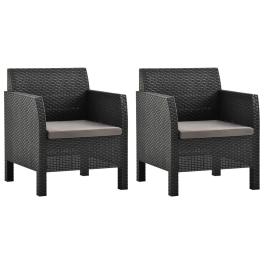 Garden chair set of 2 anthracite polypropylene medium