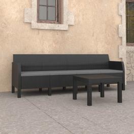 Garden lounge set anthracite polypropylene with rattan look large