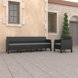 Garden lounge set anthracite polypropylene with rattan look large