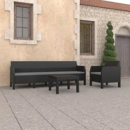 Garden lounge set anthracite polypropylene with rattan look large