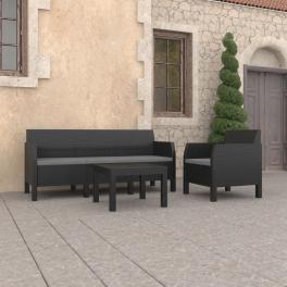 Garden lounge set anthracite polypropylene with rattan look medium