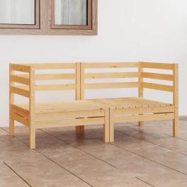 Garden sofa natural wood solid pinewood 2-seater foldable