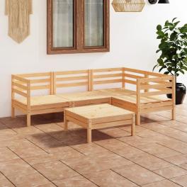 Garden lounge set natural pine solid pinewood medium modular