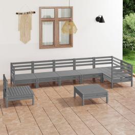 Garden lounge set grey solid pinewood standard modular