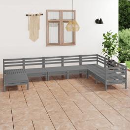 Garden lounge set grey solid pine wood 8 piece set modular