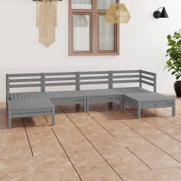 Garden lounge set grey solid pine wood large modular