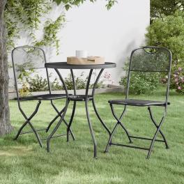 Garden dining set anthracite expanded metal mesh with e-coating