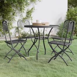 Garden dining set anthracite expanded metal mesh medium foldable