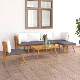Garden lounge set dark grey solid acacia wood