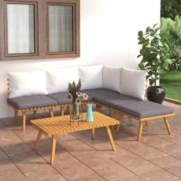 Garden lounge set dark gray solid acacia wood large modular
