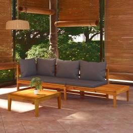 Garden lounge set dark grey solid acacia wood large modular