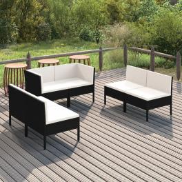 Garden lounge set black pe rattan large modular