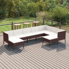 Garden lounge set brown and cream white