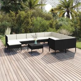 Garden lounge set black and cream white
