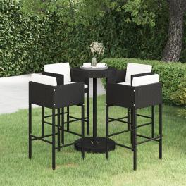 Garden bar set black and cream white pe rattan, steel standard