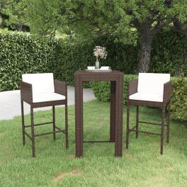 Garden bar set brown pe rattan standard footrest garden bar set