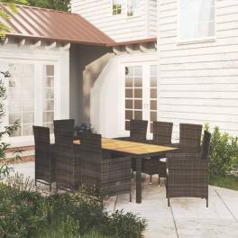 Outdoor dining set black, cream white, brown