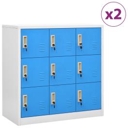 Locker cabinet set of 2 light grey and blue steel medium