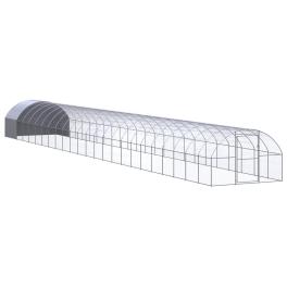 Chicken coop silver and silver gray galvanized steel, polyethylene
