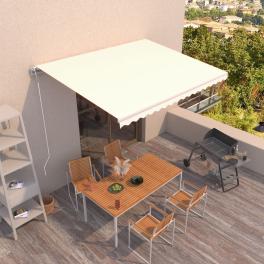 Retractable awning cream powder-coated aluminum 157.5 x 118.1 in