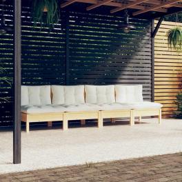 4-seater garden sofa cream (cushions) and natural wood