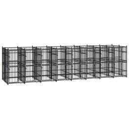 Dog kennel black powder-coated steel large durable dog kennel