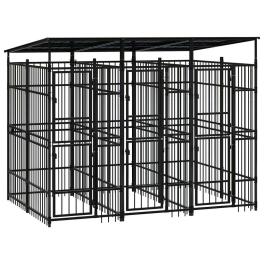 Dog kennel black powder-coated steel 59.5 sq ft durable