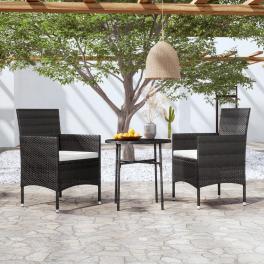 Garden dining set black pe rattan compact removable covers