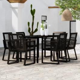 7 piece patio dining set black