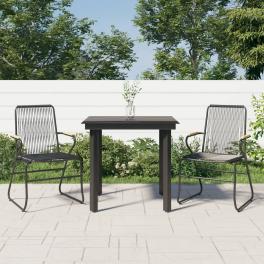 Garden dining set black pvc rattan small durable