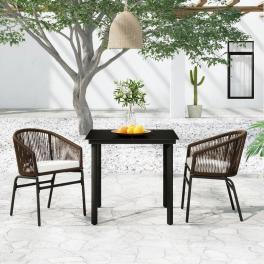 3 piece patio dining set brown