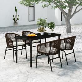 5 piece patio dining set brown
