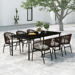 7 piece patio dining set brown