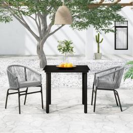 Garden dining set black, grey