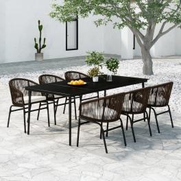 7 piece patio dining set brown