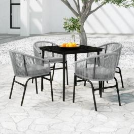Garden dining set black, grey