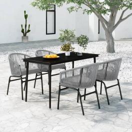 Garden dining set table: black, chairs: grey